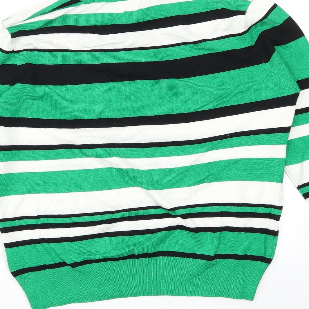 Lauren Taylor Womens Multicoloured Striped Basic T-Shirt Size L