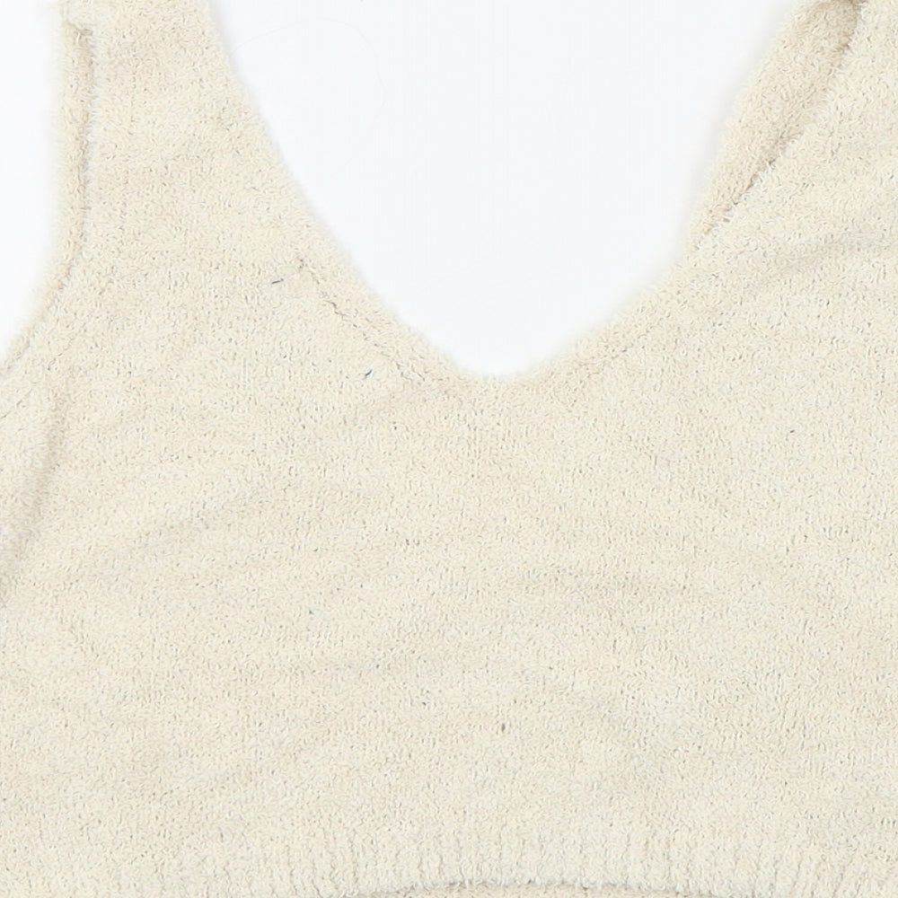 PRETTYLITTLETHING Womens Beige Basic T-Shirt Size S