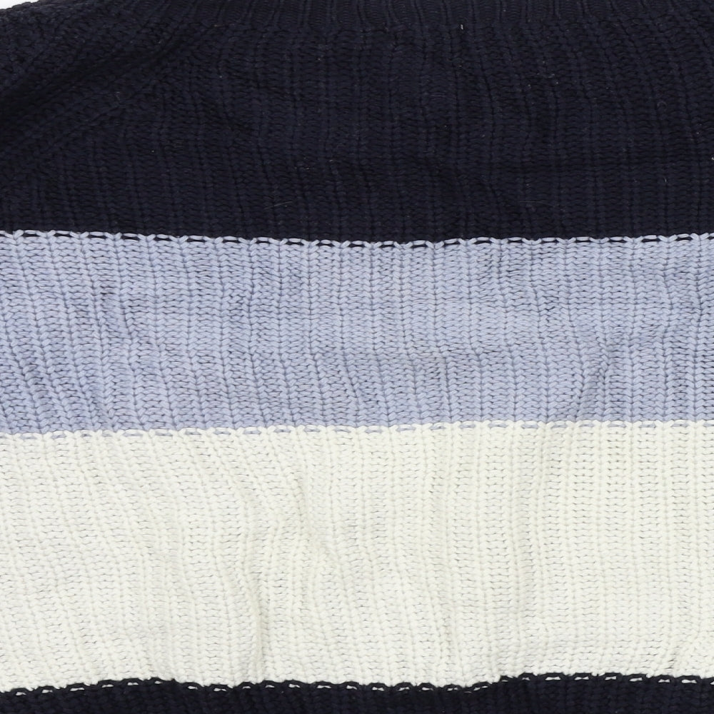 M&S Womens Blue Striped Pullover Jumper Size M