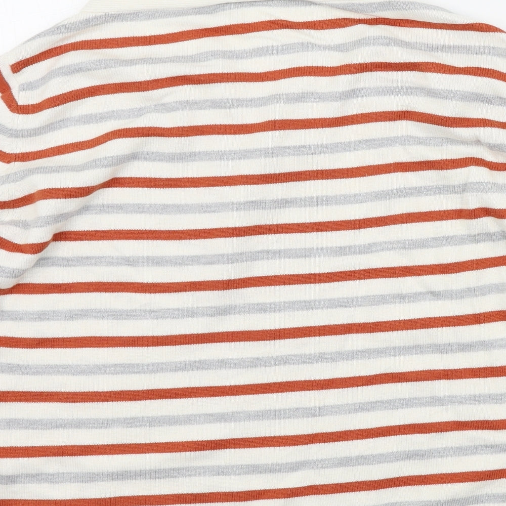 MINUET Womens White Striped Pullover Jumper Size 14