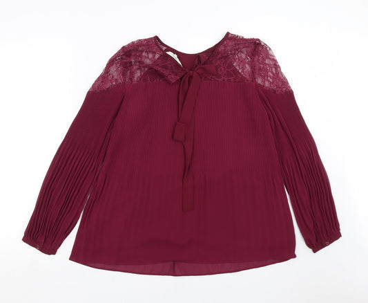 NEXT Womens Purple Basic Blouse Size 10 - lace shoulder detail
