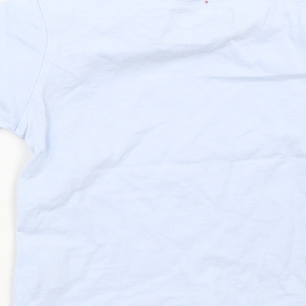 Brand and care label for Boboli Baby Blue Basic T-Shirt, size 12, Months