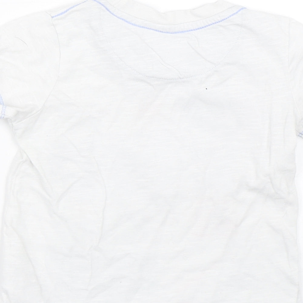 Brand and care label for Mothercare boys’ white basic t-shirt, size 18-24, months - summer