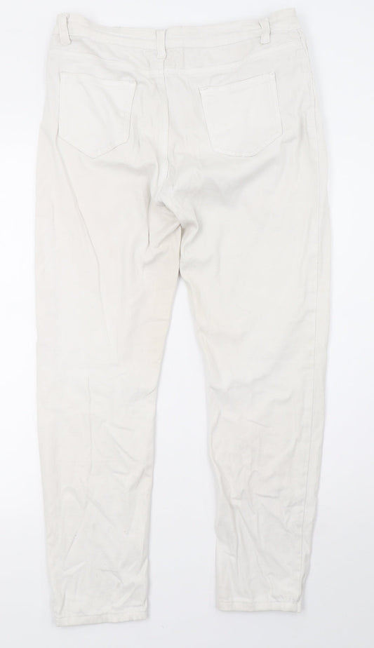 momokrem Womens White Denim Straight Jeans Size 14 L28 in