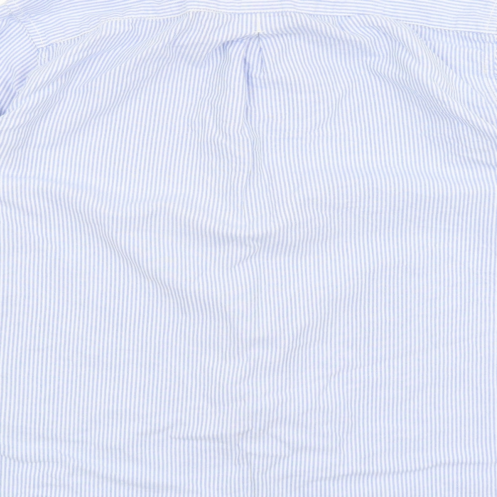 River Island Mens Blue Striped Button-Up Size L