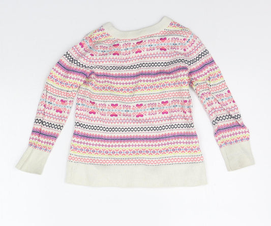Gap Girls Pink Geometric Pullover Jumper Size XS