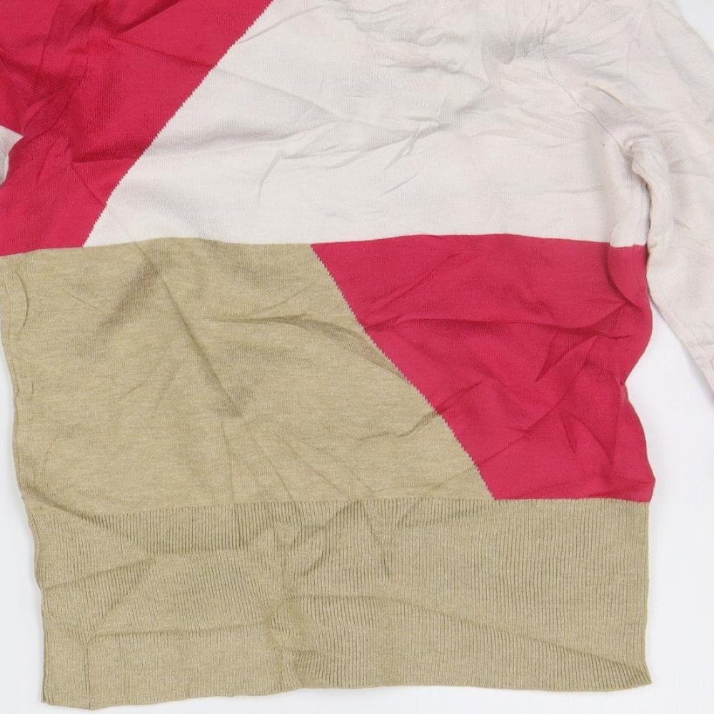 Marks and Spencer Womens White Geometric Pullover Jumper Size 10