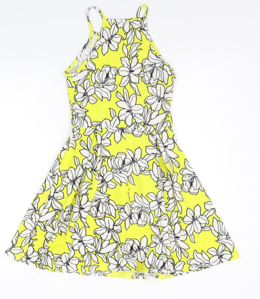 Select Womens Yellow Floral A-Line Size 6