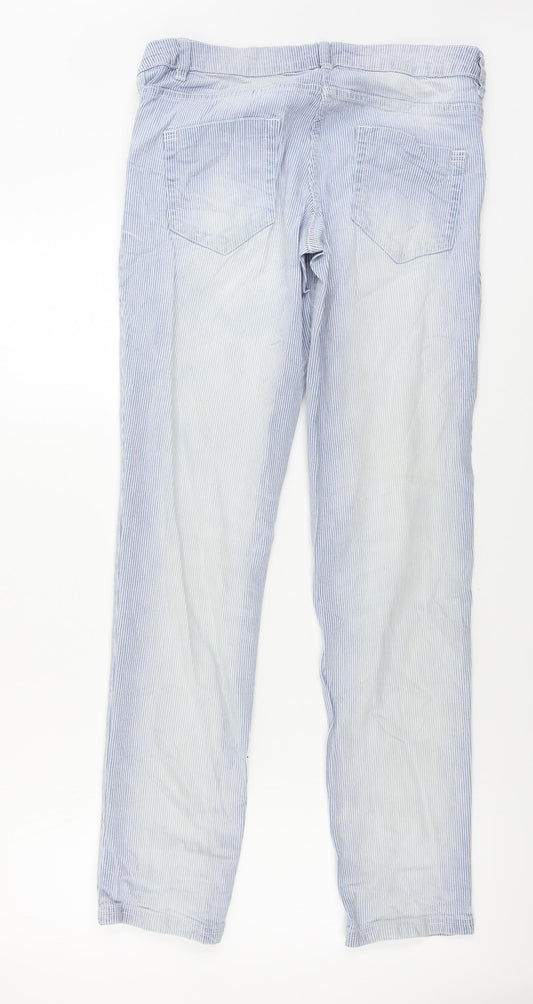 Blue Motion Womens Blue Striped Straight Jeans Size 10 L28 in