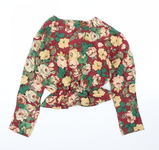 Preworn Womens Purple Floral Basic Blouse Size S