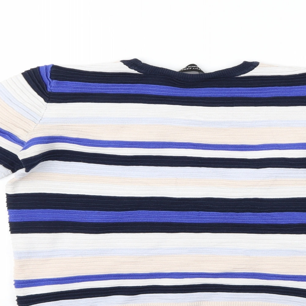 Dorothy Perkins Womens Blue Striped Pullover Jumper Size 8