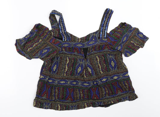 NEXT Womens Black Geometric Basic Blouse Size 12
