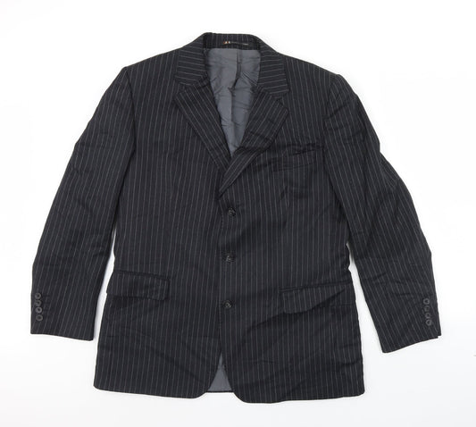 Oaks Mens Grey Striped Jacket Blazer Size 42 - Shoulder Pads