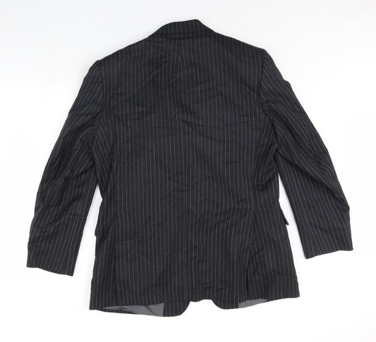 Oaks Mens Grey Striped Jacket Blazer Size 42 - Shoulder Pads