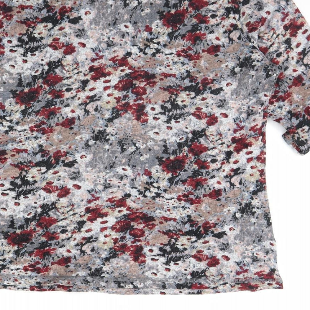 Damart Womens Grey Floral Pullover Jumper Size 14