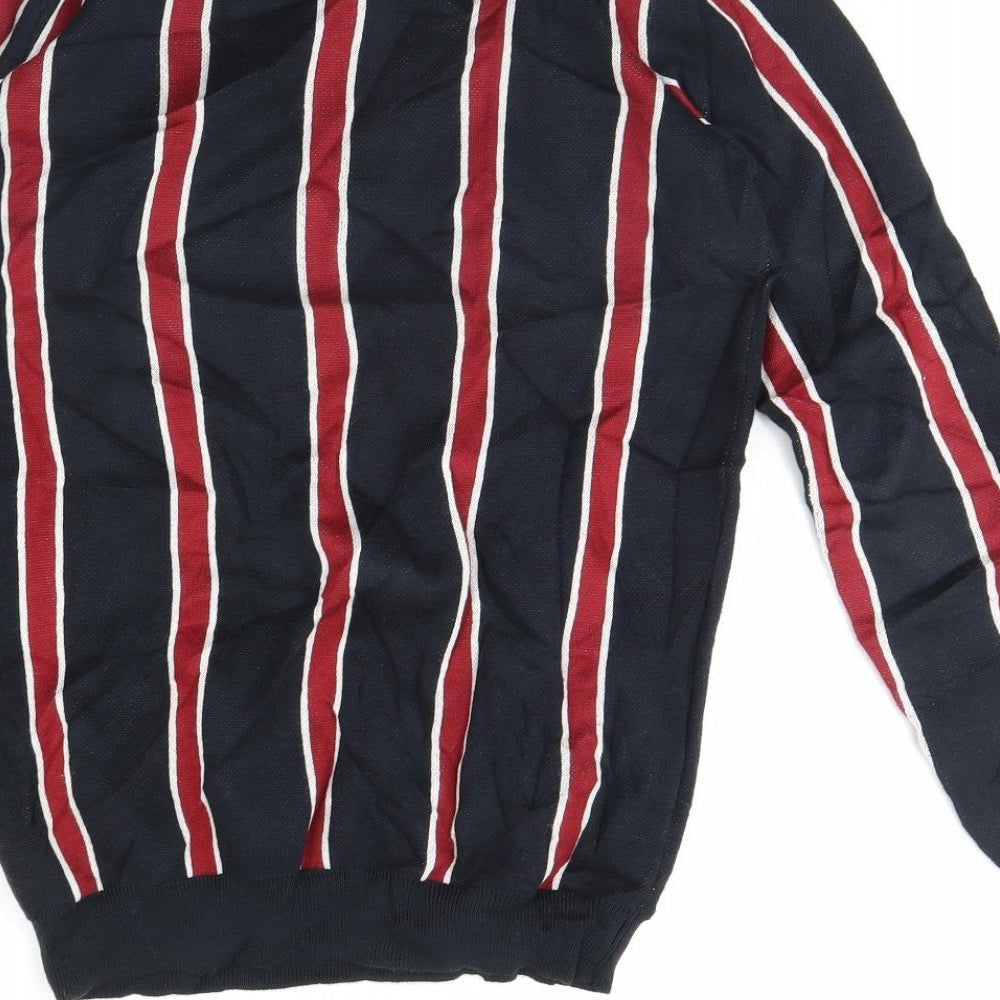 New Look Mens Black Striped Pullover Jumper Size XS