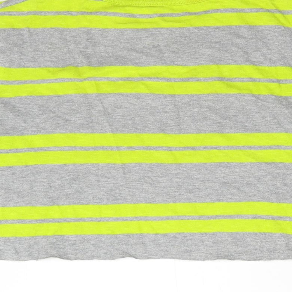 Brand and care label for Gap girls’ grey striped cropped t-shirt, size 10-11, years