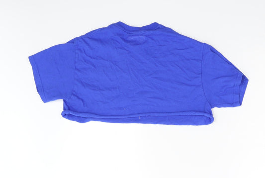 Pretty Little Thing Womens Blue Cropped T-Shirt Size S