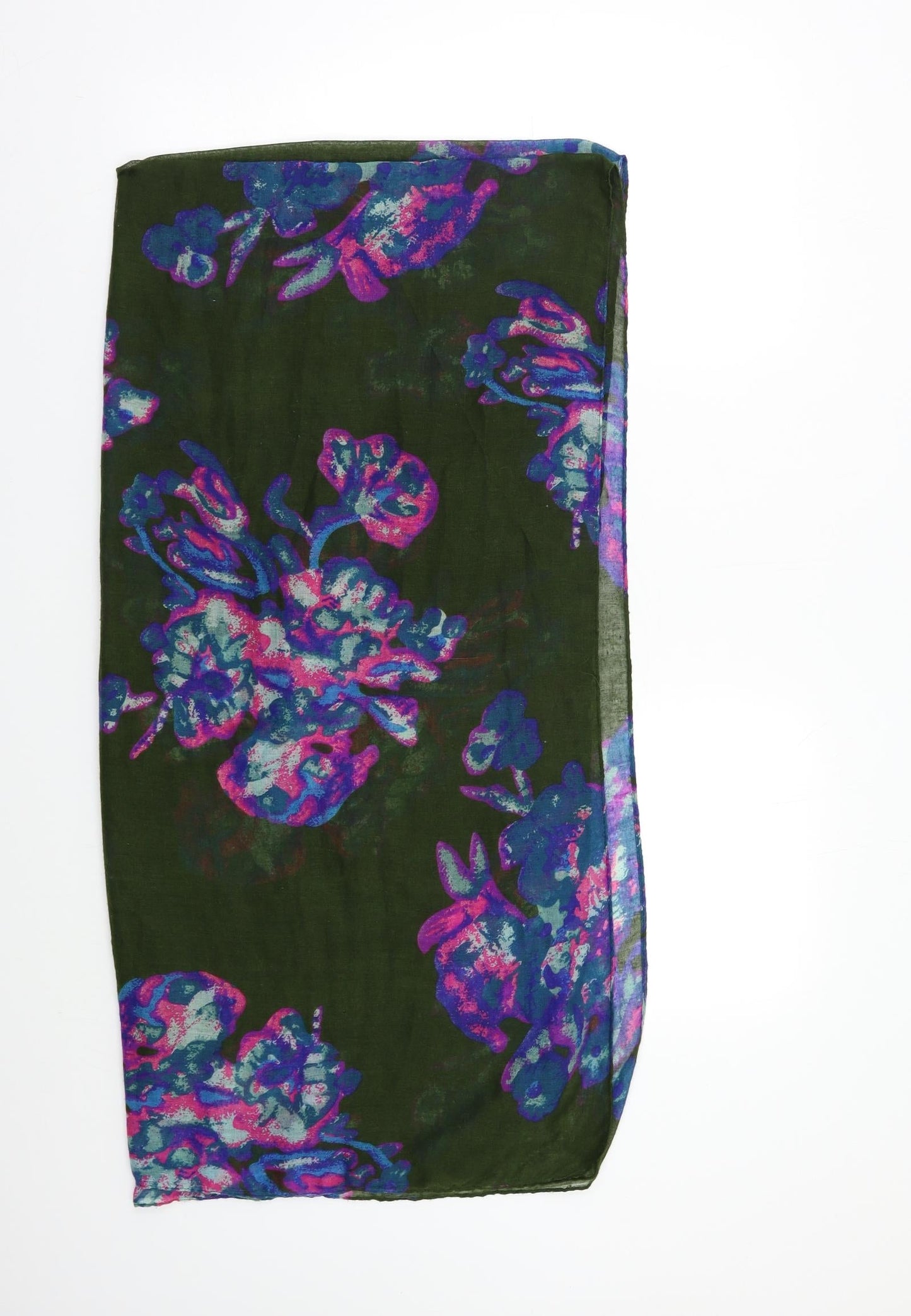 Preworn Womens Green Floral Scarf