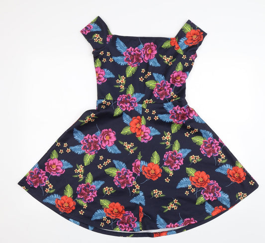 New Look Womens Blue Floral Shift Size 8