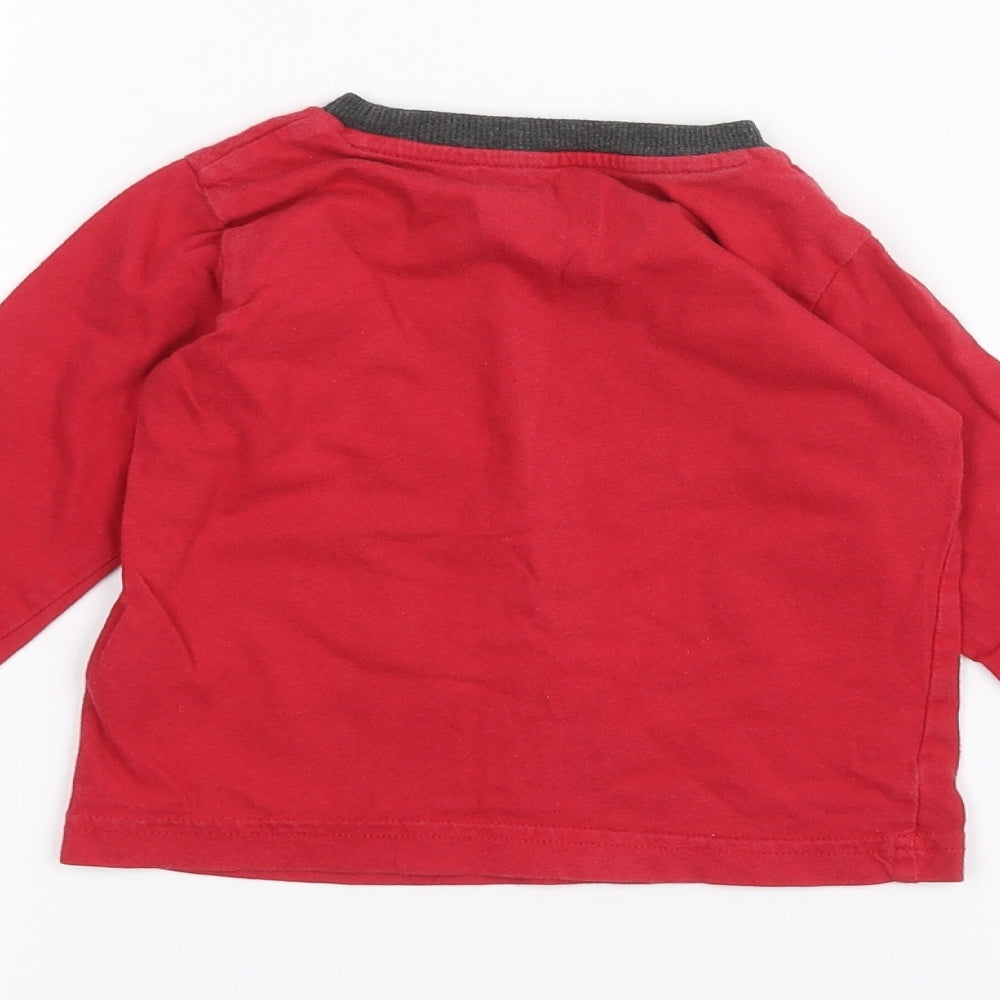 Brand and care label for Matalan Baby Red Basic T-Shirt, size 12-18, Months