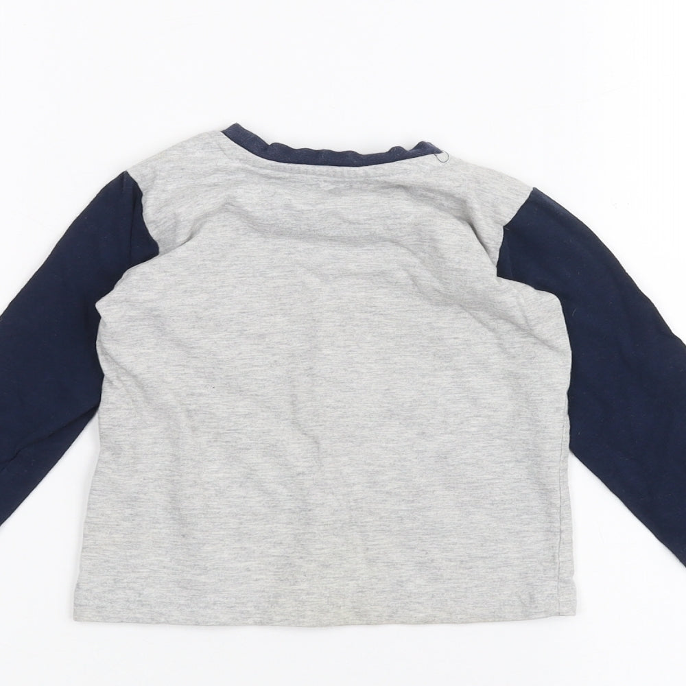 Brand and care label for Matalan Baby Grey Basic T-Shirt, size 12-18, Months - Fire Engine