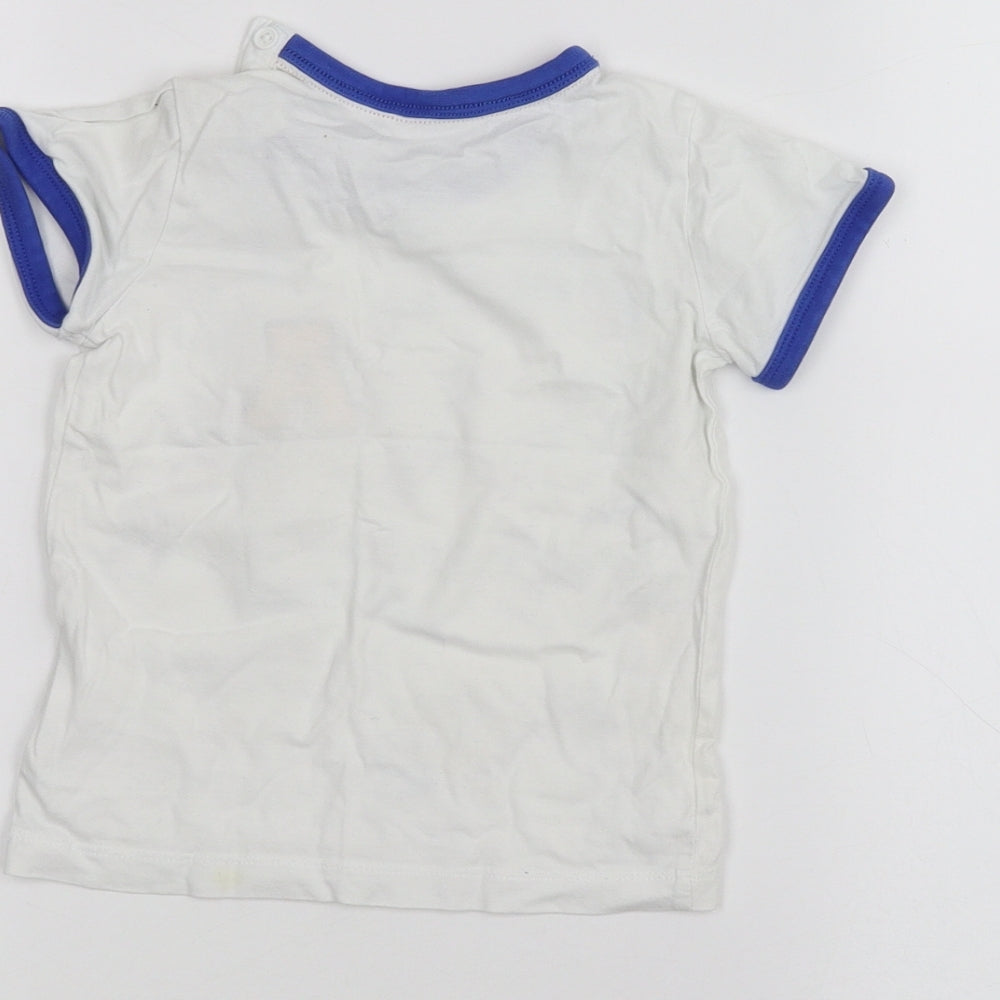 Brand and care label for Matalan Baby White Basic T-Shirt, size 12-18, Months