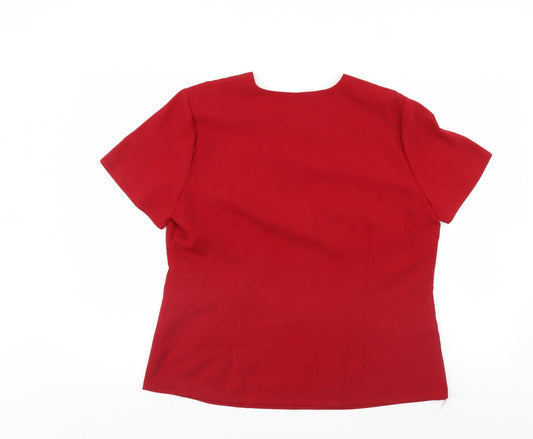 Satsuma Womens Red Basic Blouse Size 18