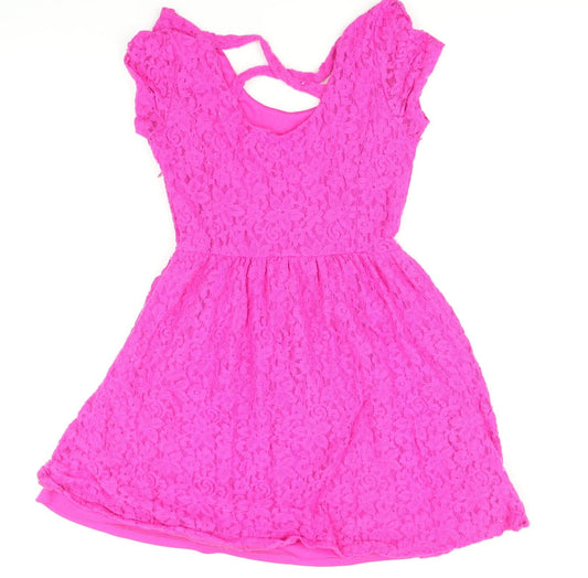 South Womens Pink Floral Fit & Flare Size 10