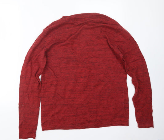 Dressmann.com Mens Red Knit Pullover Jumper Size L