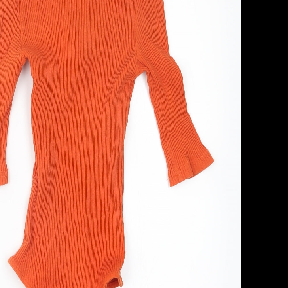 Glamorous Womens Orange Knit Bodysuit One-Piece Size 8