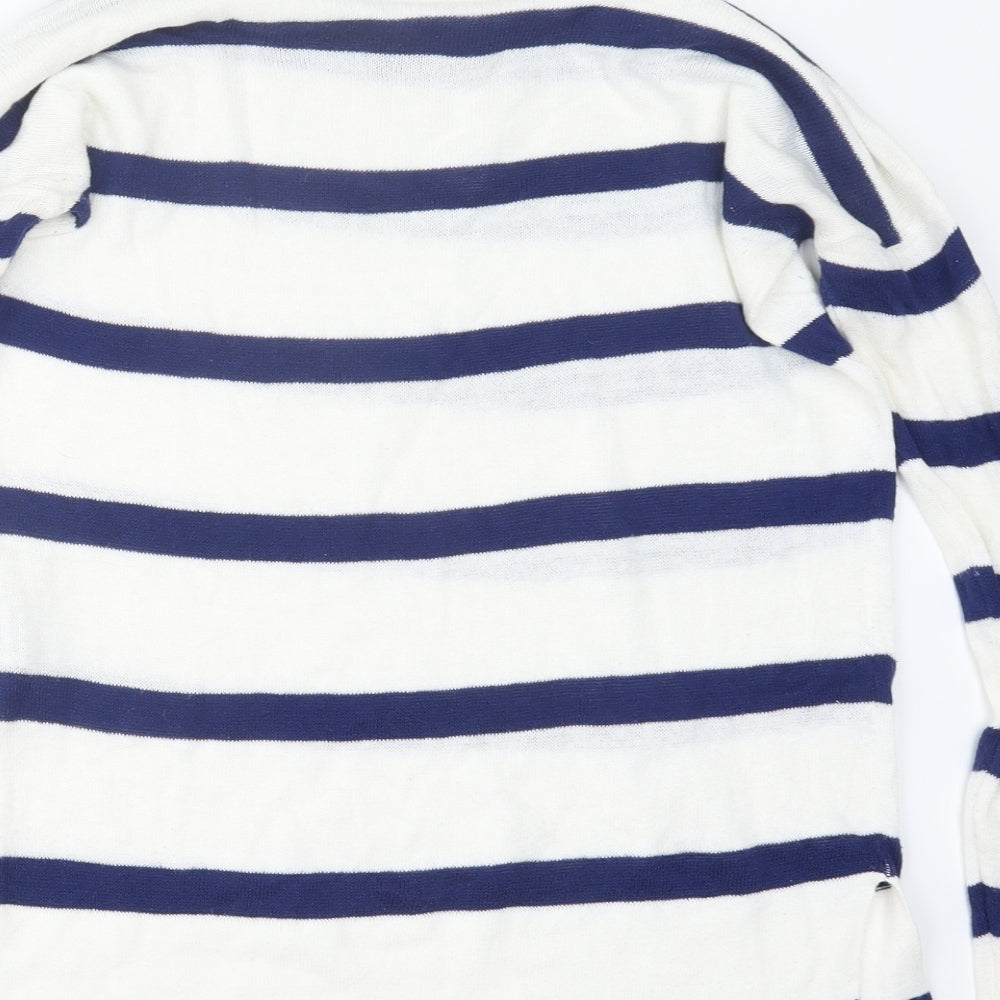 Pull&Bear Womens White Striped Knit Pullover Jumper Size S