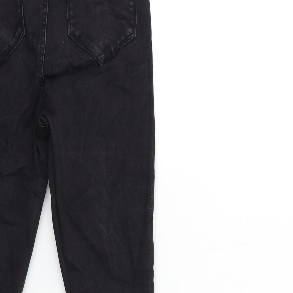 Brand and care label for Denim & Co. women’s black denim skinny jeans, size UK 12, 25-inch leg