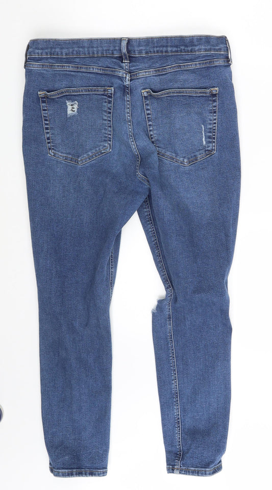 Topshop Womens Blue Denim Skinny Jeans Size 33 in L25 in