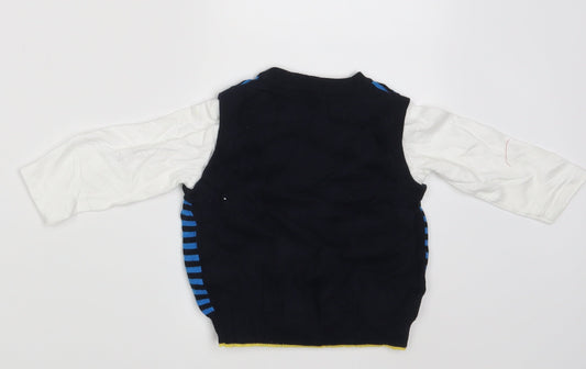 Mothercare Boys Multicoloured Striped Pullover Jumper Size 9-12 Months