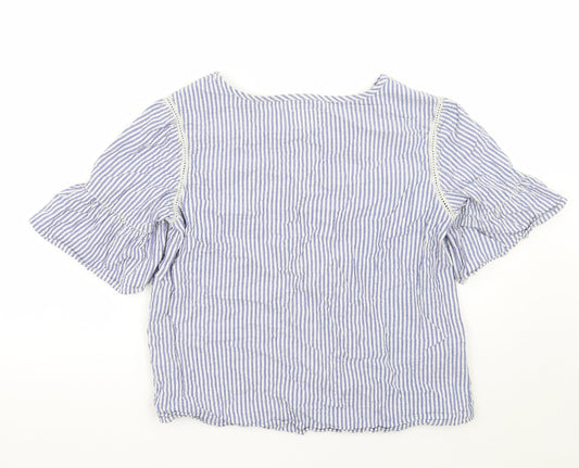 NEXT Womens Blue Striped Basic Blouse Size 10