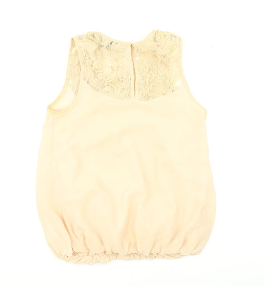 Dorothy Perkins Womens Beige Basic Blouse Size 6 - Lace neckline