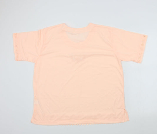 Preworn Womens Orange Colourblock Basic T-Shirt Size 2XL