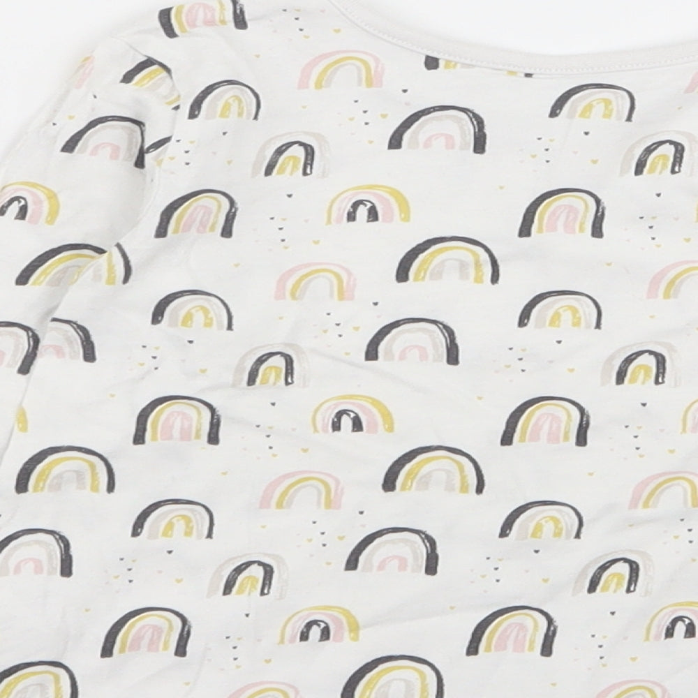 Asda George Girls White Geometric Basic T-Shirt Size 9-12 Months