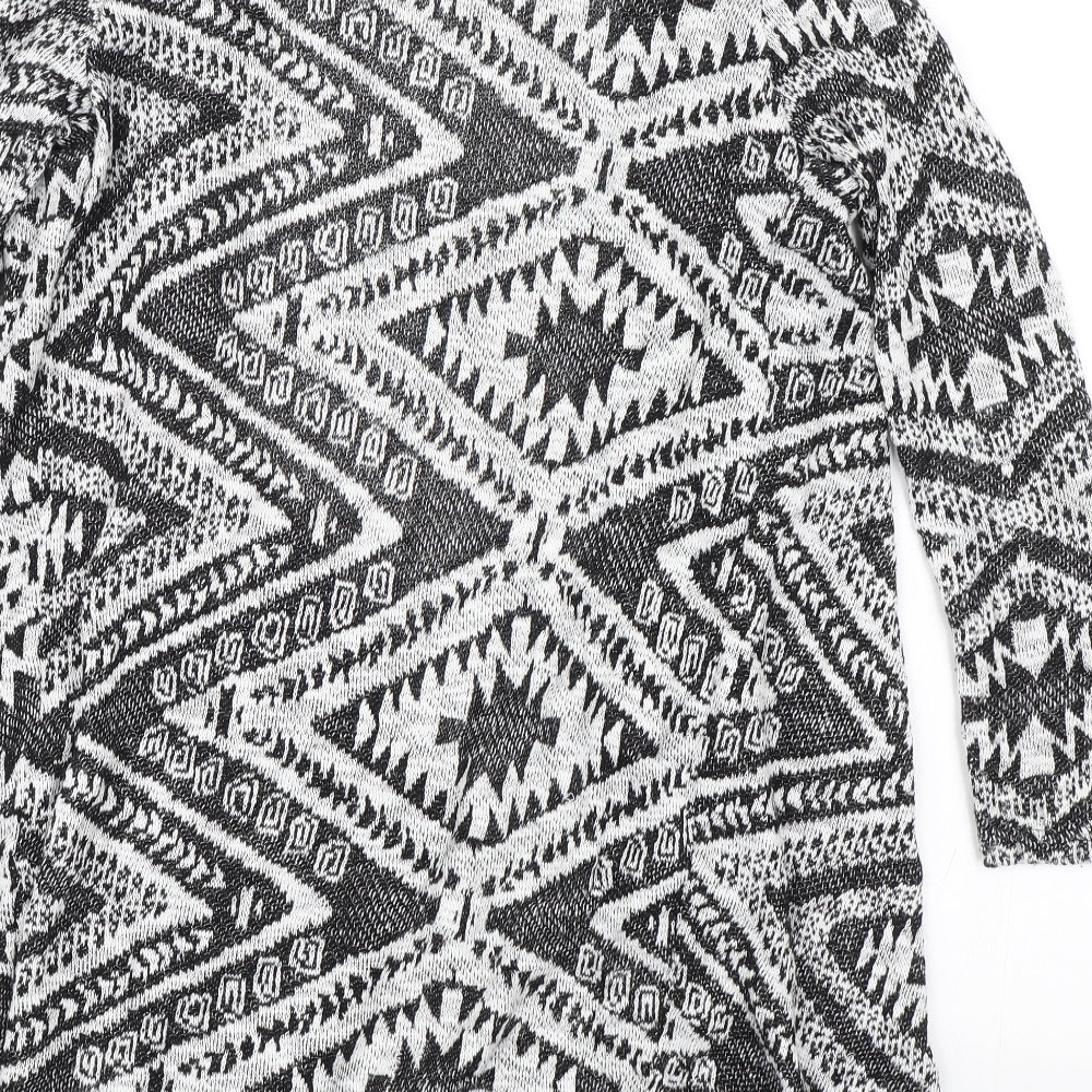 Primark Womens Black Argyle/Diamond Cardigan Jumper Size 8