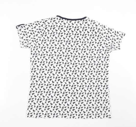 EWM Womens White Basic T-Shirt Size M - boat pattern