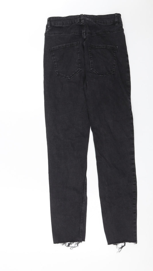 Lindex Womens Black Denim Skinny Jeans Size 10 L27 in - Distressed hem