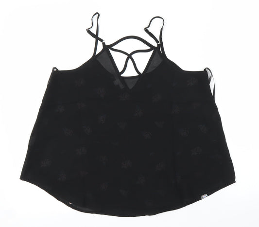 MINE Womens Black Floral Camisole Blouse Size M