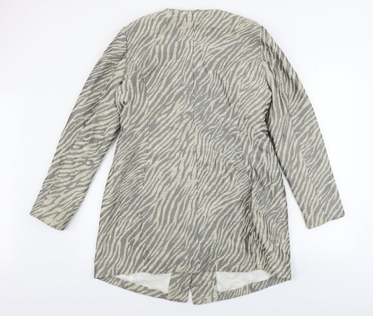 pbo Womens Beige Animal Print Jacket Coat Size 10