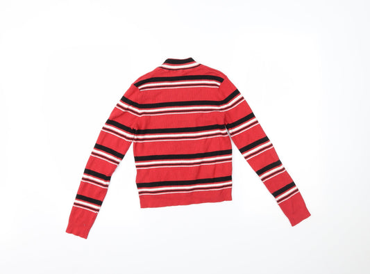 H&M Womens Red Striped Basic Blouse Size S
