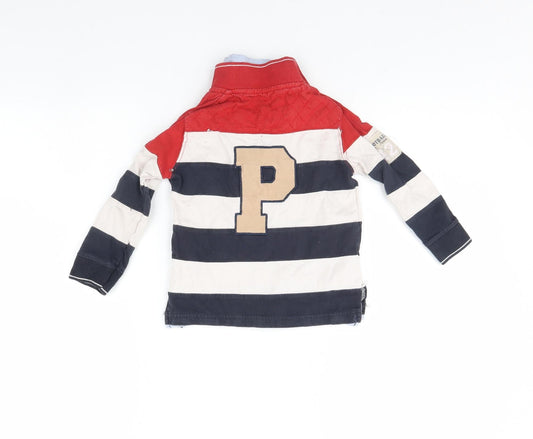 Zara Boys Blue Striped Henley Jumper Size 2 Years