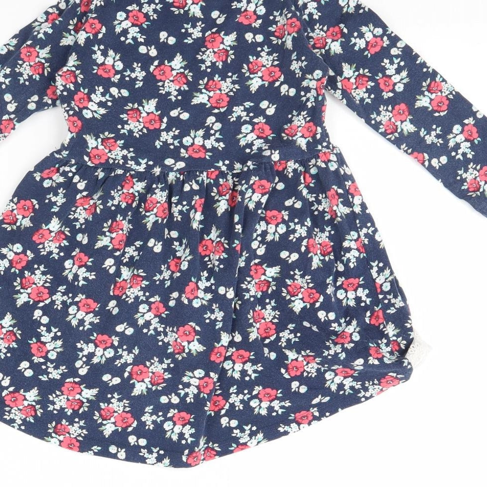 Paty kids Girls Blue Floral Basic Blouse Size 4 Years