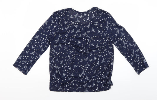 H&M Womens Blue Geometric Basic Blouse Size 6 - birds