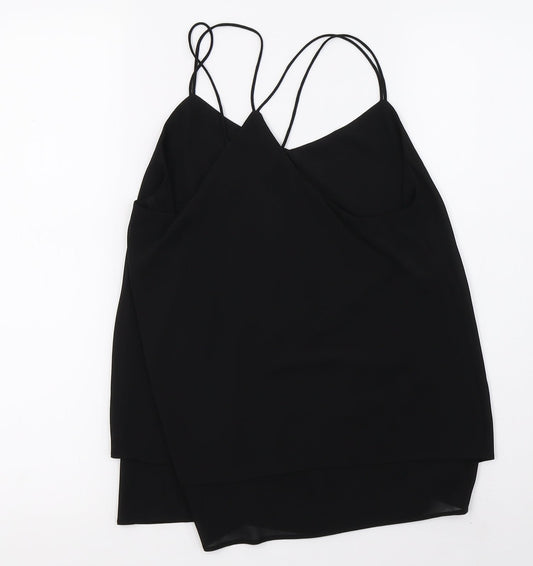 New Look Womens Black Mesh Basic Blouse Size 8