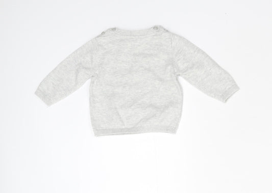 M&S Baby Grey Knit Pullover Jumper Size 3-6 Months